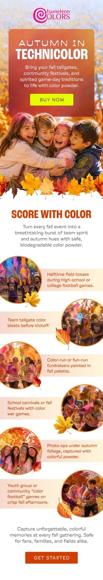 After creative direction: Chameleon Colors fall sports email