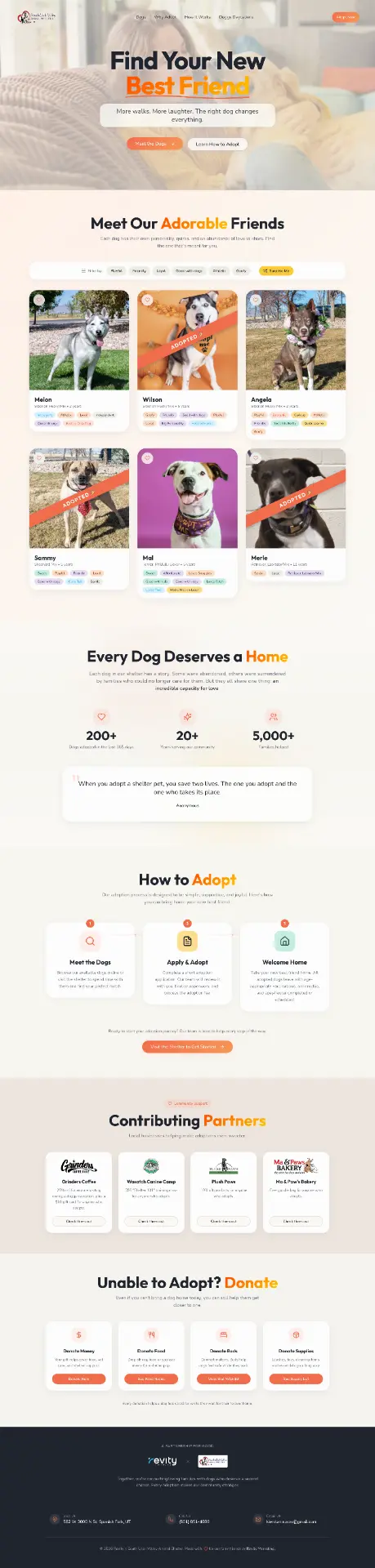 South Utah Valley Animal Shelter homepage, after redesign