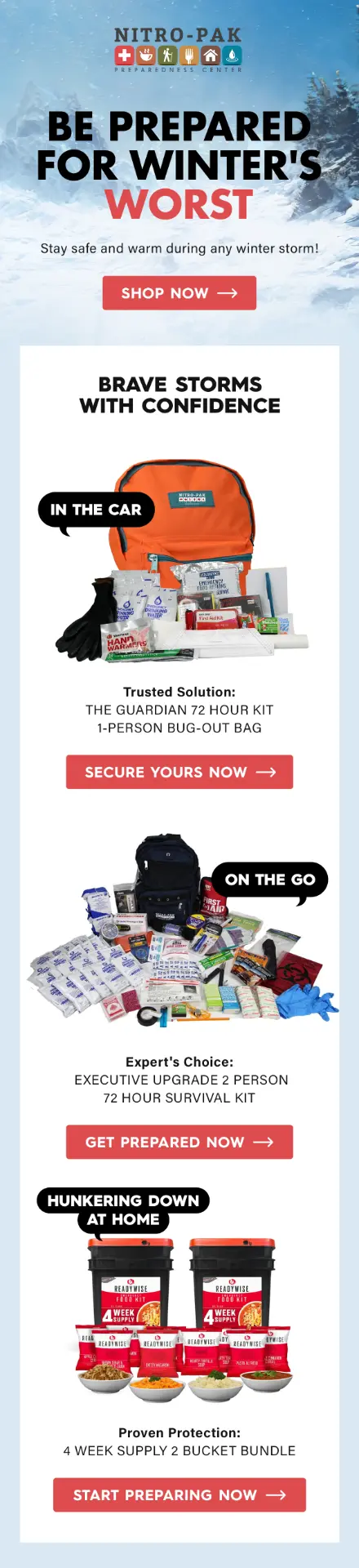 Nitro-Pak winter email, after creative direction